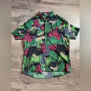 Marvel Deadpool, Dead Pool Tropical Aloha Hawaiian Button Up Men's Shirt Size XL